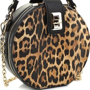 Vegan Leather Round Crossbody Purse